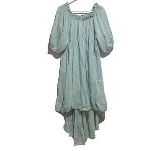 NWT Garconne Women's Fit & Flare Dress Ocean Blue One Size Ruffle Balloon Sleeve